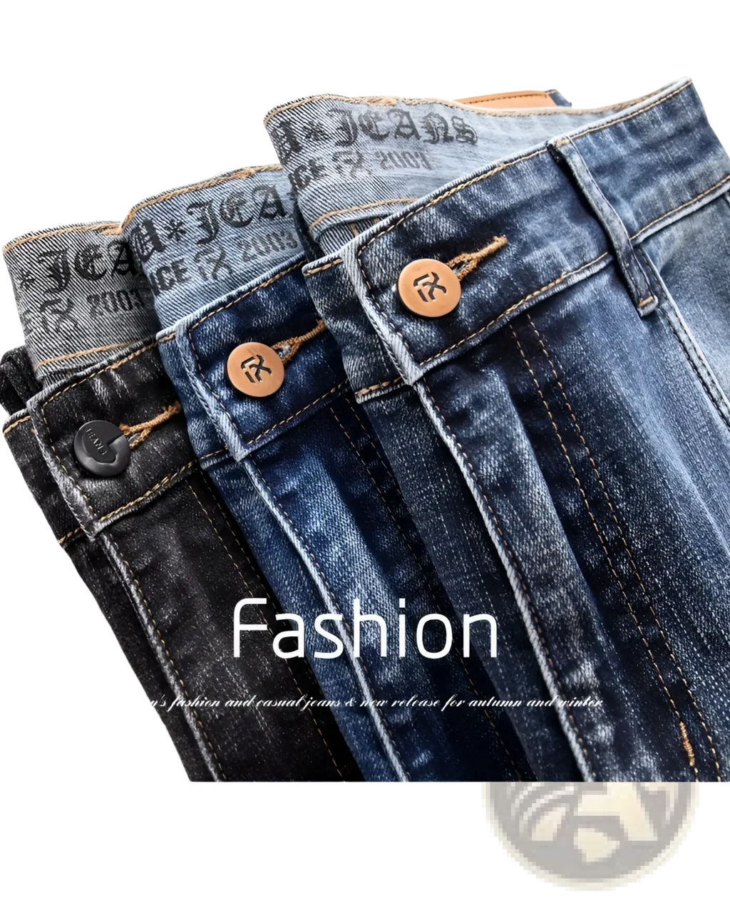 A collection of men regular fit stretch denim jeans in various shades with classic stitching and branded waistbands