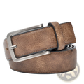 Men retro leather belt pin buckle featuring brown textured leather and a silver-toned rectangular buckle