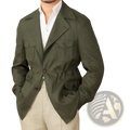 Olive green linen blazer with buttoned flap pockets and drawstring waist men retro casual suit jacket