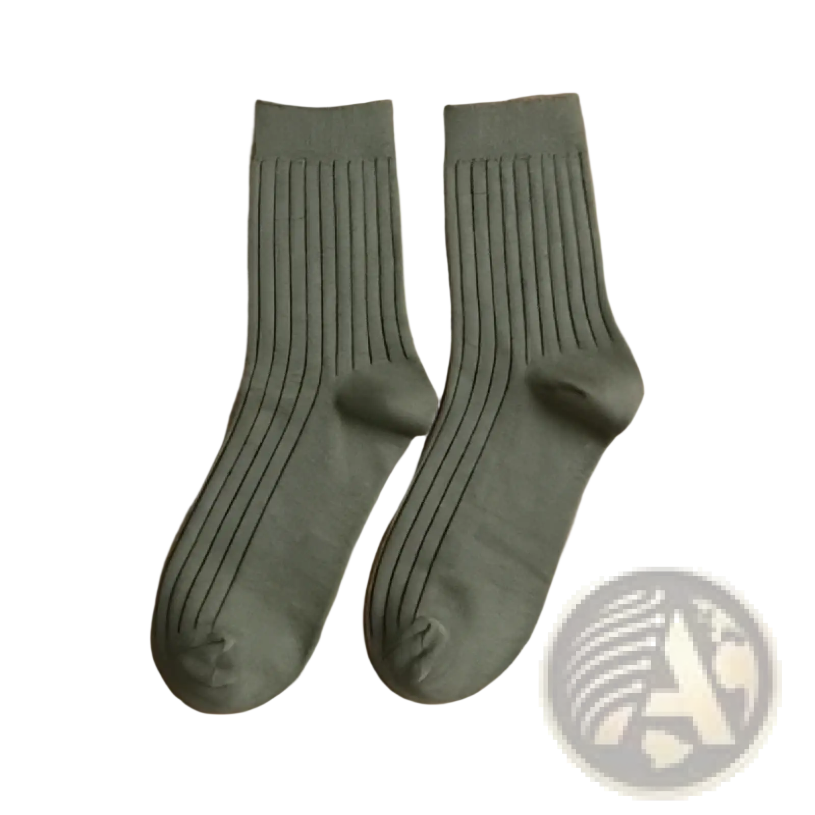 Army green ribbed cotton socks for men in earthy neutral tones showcasing texture and comfortable fit