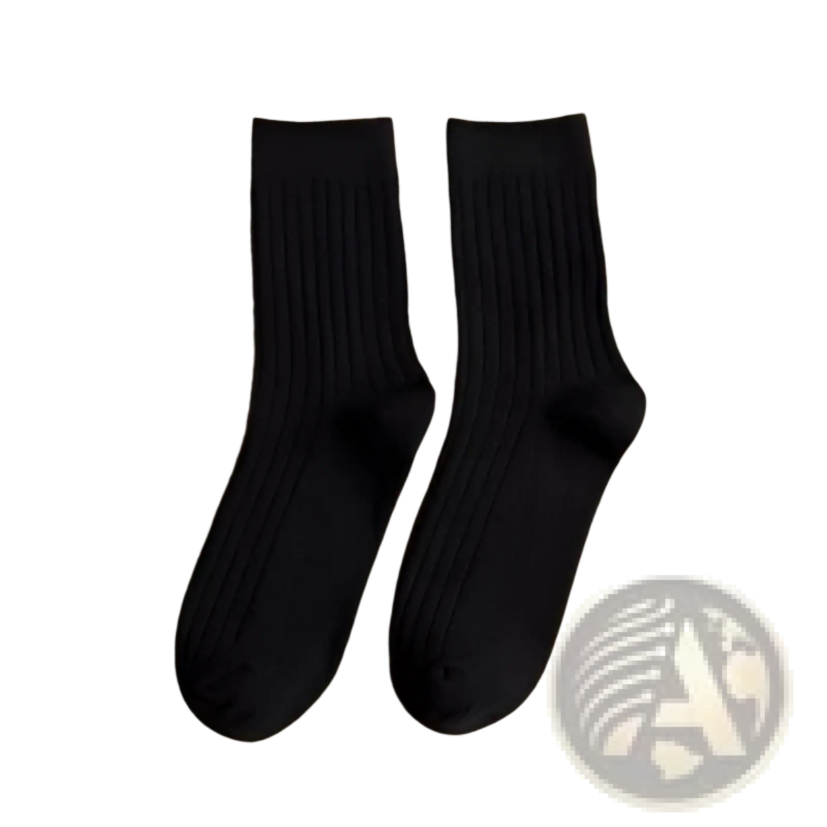 Black ribbed knit cotton socks for men from the earthy neutral tones set featuring a soft textured finish