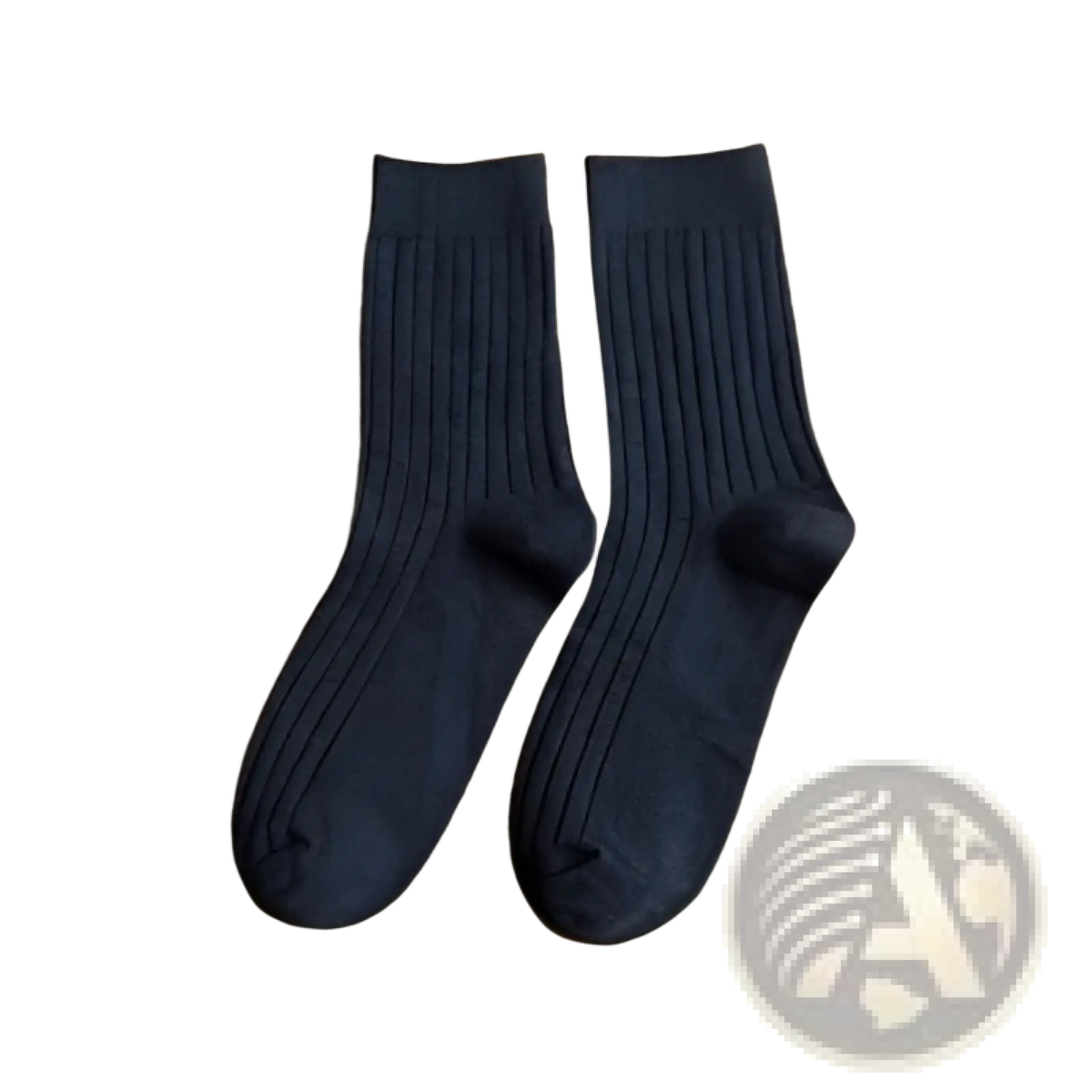 Dark blue ribbed knit men’s cotton socks from the earthy neutral tones set for comfortable everyday wear