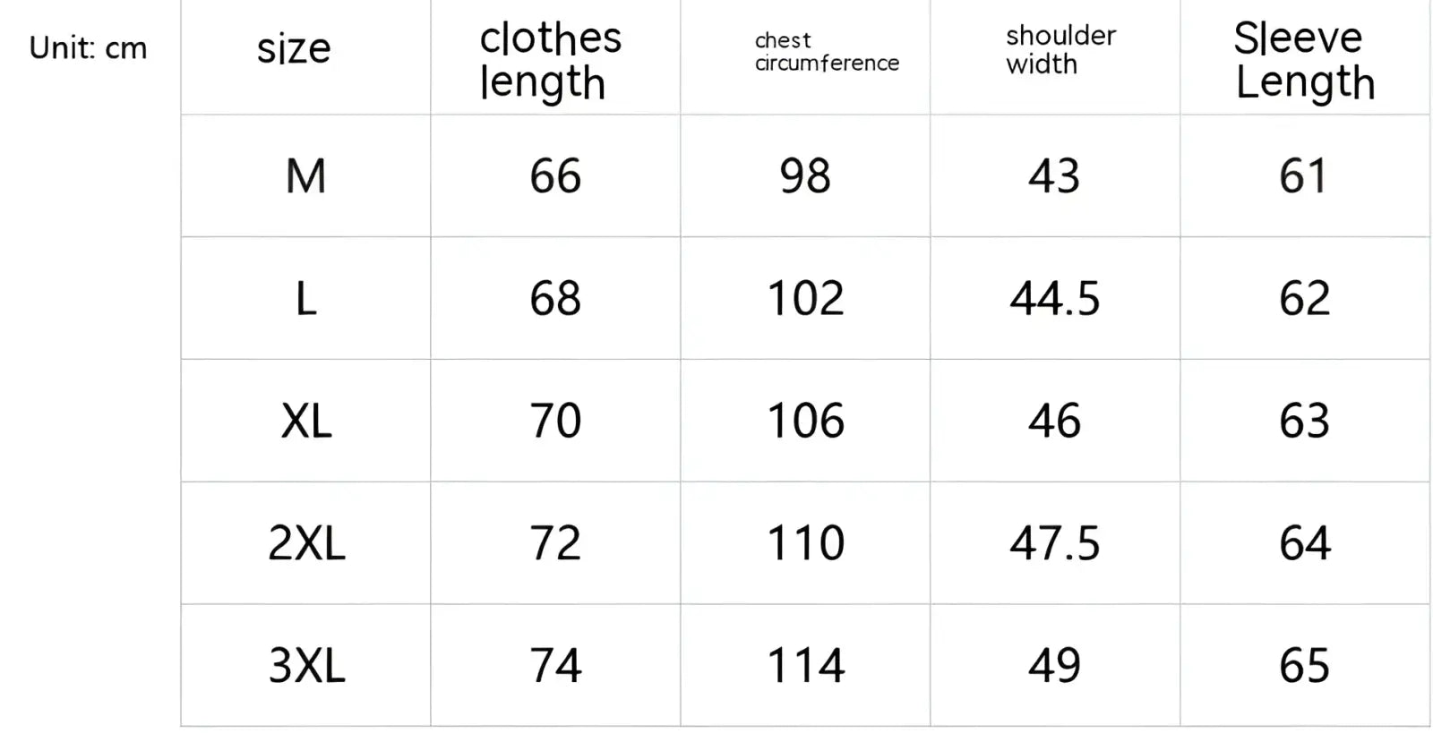 Size chart in centimeters for men ribbed knit zip up cardigan sweater coat in sizes m to 3xl