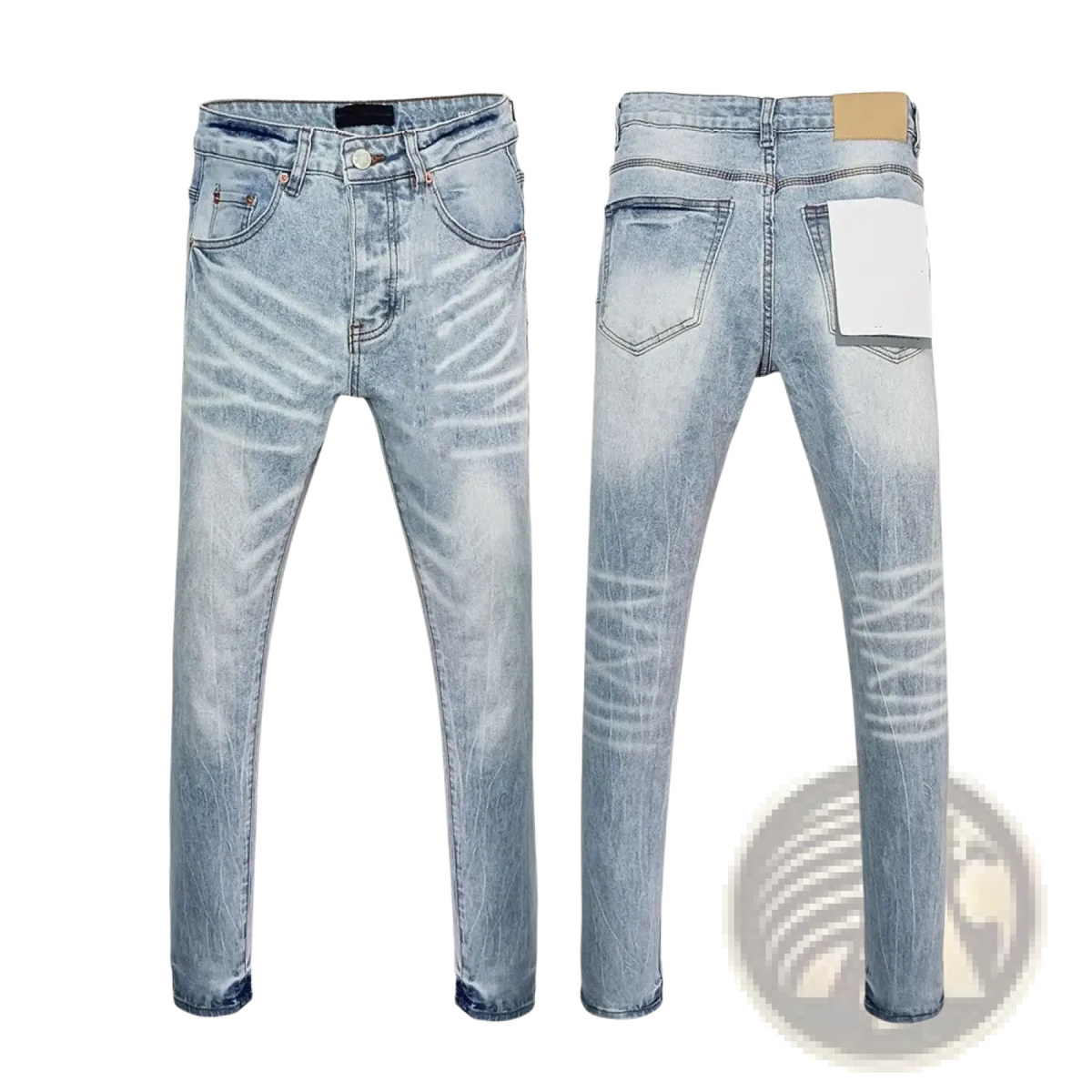 Men ripped skinny jeans in light-wash denim with faded distressing and subtle whiskering details