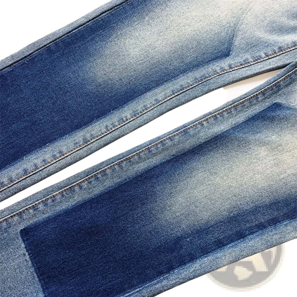 Men ripped skinny jeans in blue denim with distressed retro wash faded detailing and visible stitching
