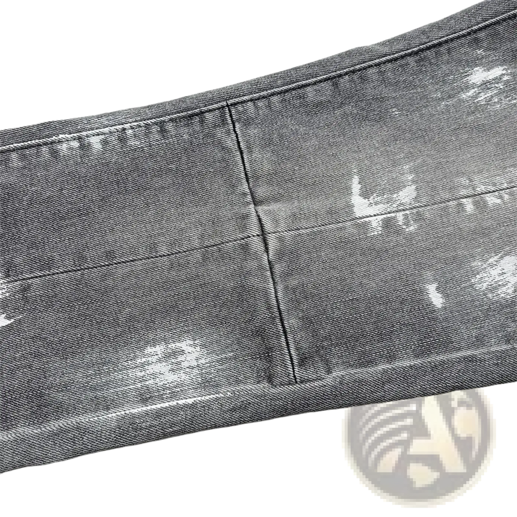 Men ripped skinny jeans in distressed gray denim with faded worn-in look and subtle white paint splatter accents