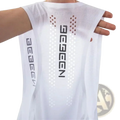 Men running vest breathable quick dry white mesh sleeveless top with black geeen branding and perforated design