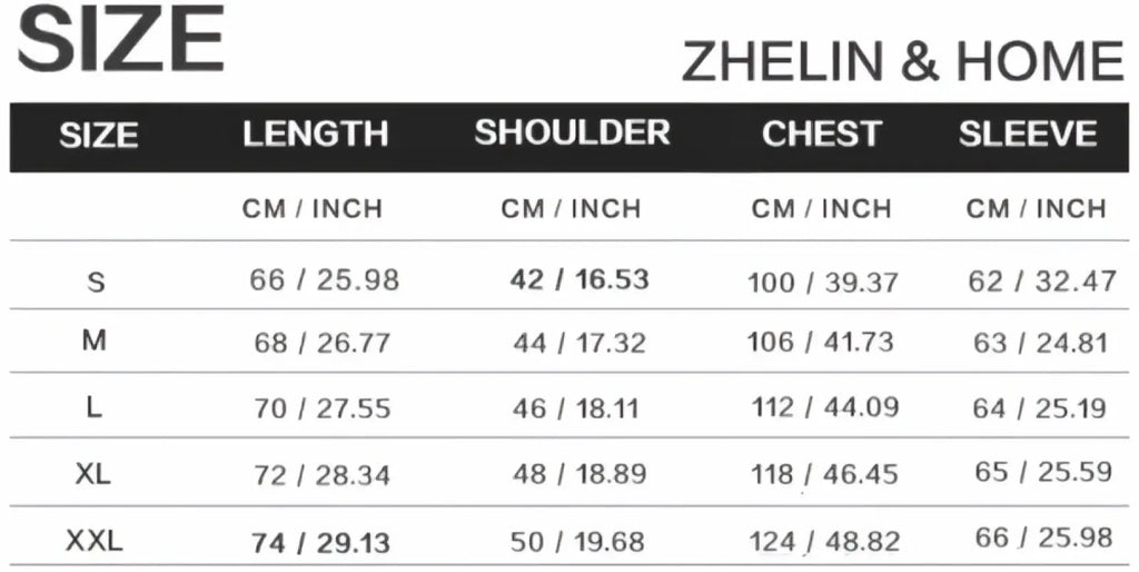 Zhelin men sequin blazer formal party suit jacket size chart showing measurements in centimeters and inches s to xxl