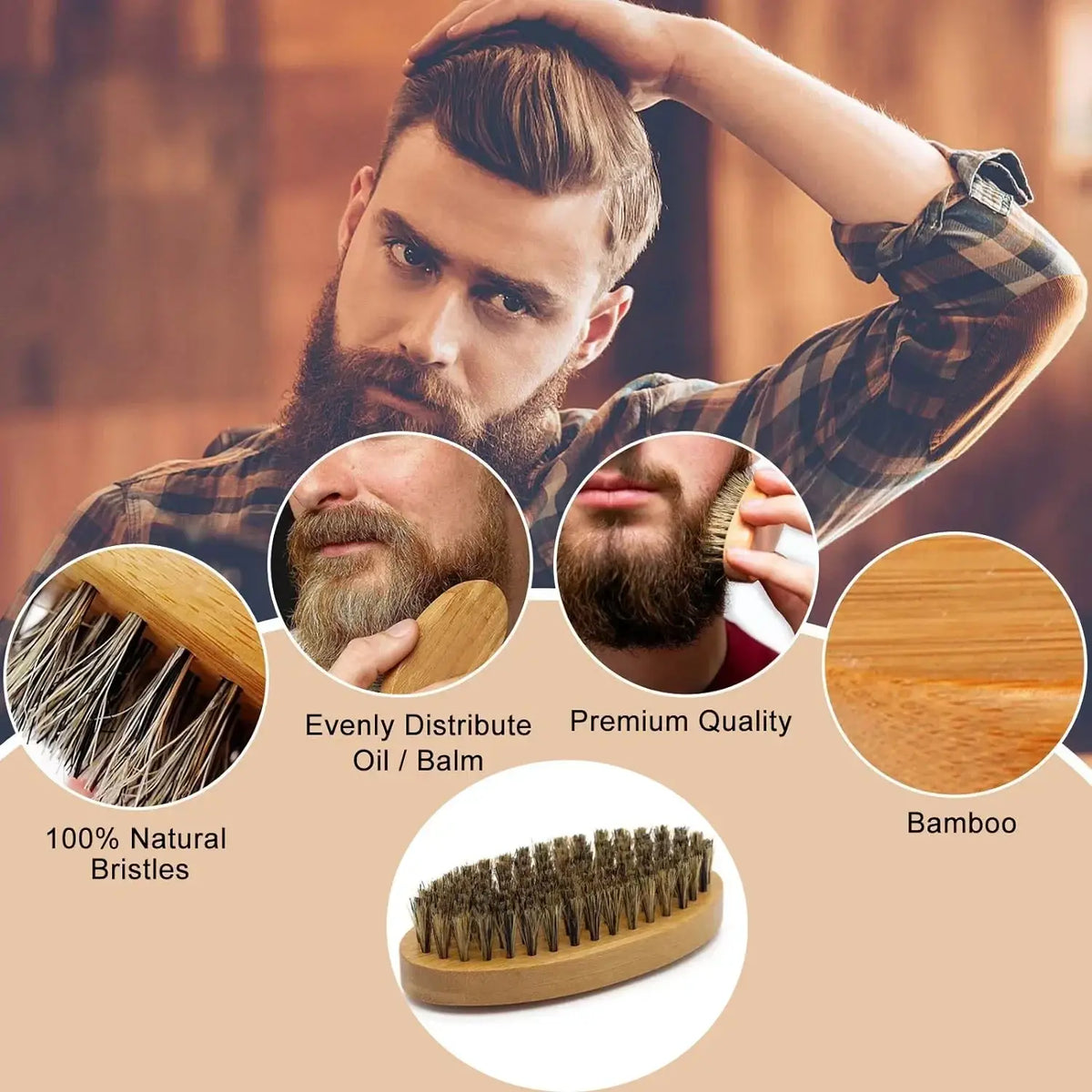 Bamboo-handled shaving brush with 100 percent natural bristles for men shaving brush and beard grooming set