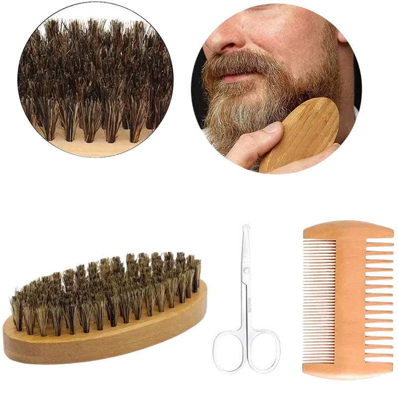 Wooden shaving brush with dense dark brown bristles for men shaving brush and beard grooming set