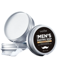 Silver cylindrical container of sadoer men shaving soap solid bar with black label for beard grooming and shaving soap use