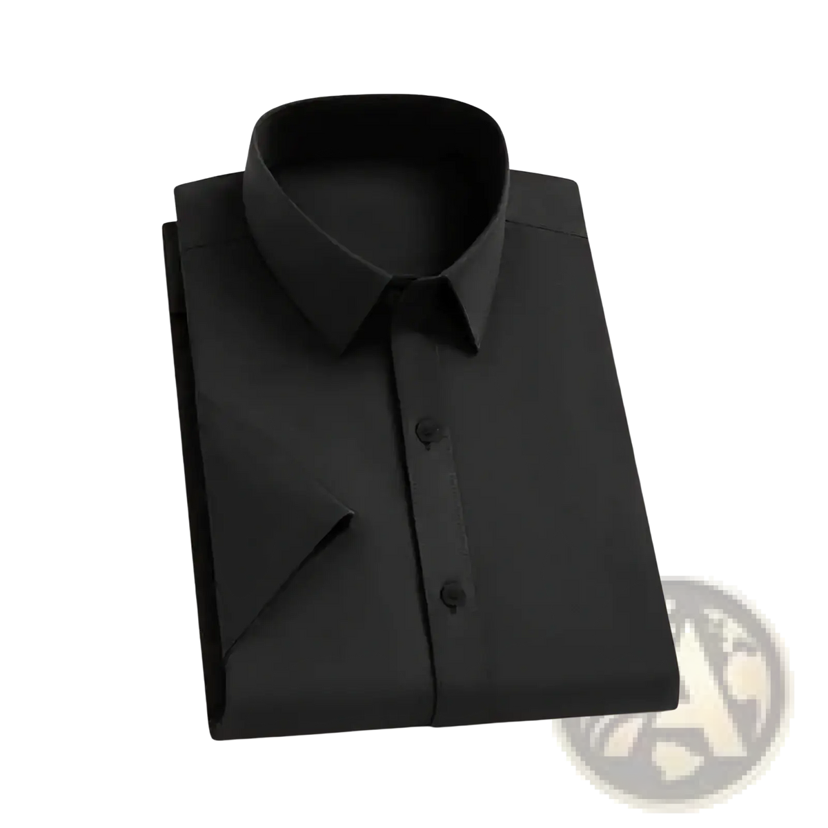 Men short sleeve business casual shirt in black with a classic collar and matching buttons for formal wear