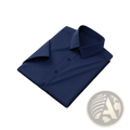 Navy blue men short sleeve business casual dress shirt with classic collar and button-front design