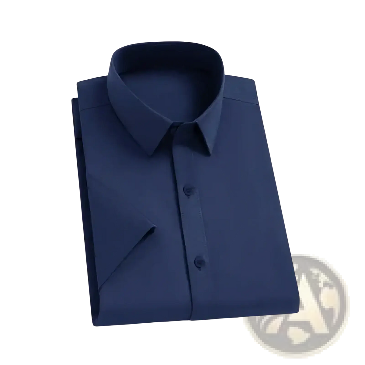 Men short sleeve business casual shirt in navy blue with a classic collar and matching buttons designed for professional wear
