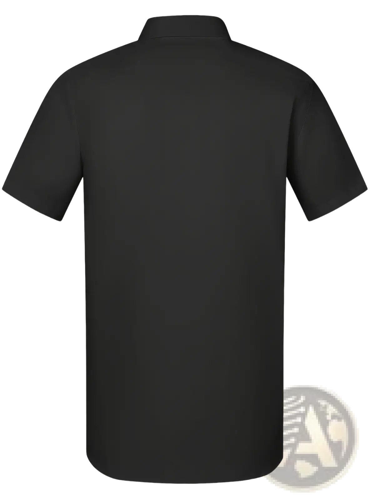 Men short sleeve dress shirt in black with classic collar and minimalist design for business casual formal uniform