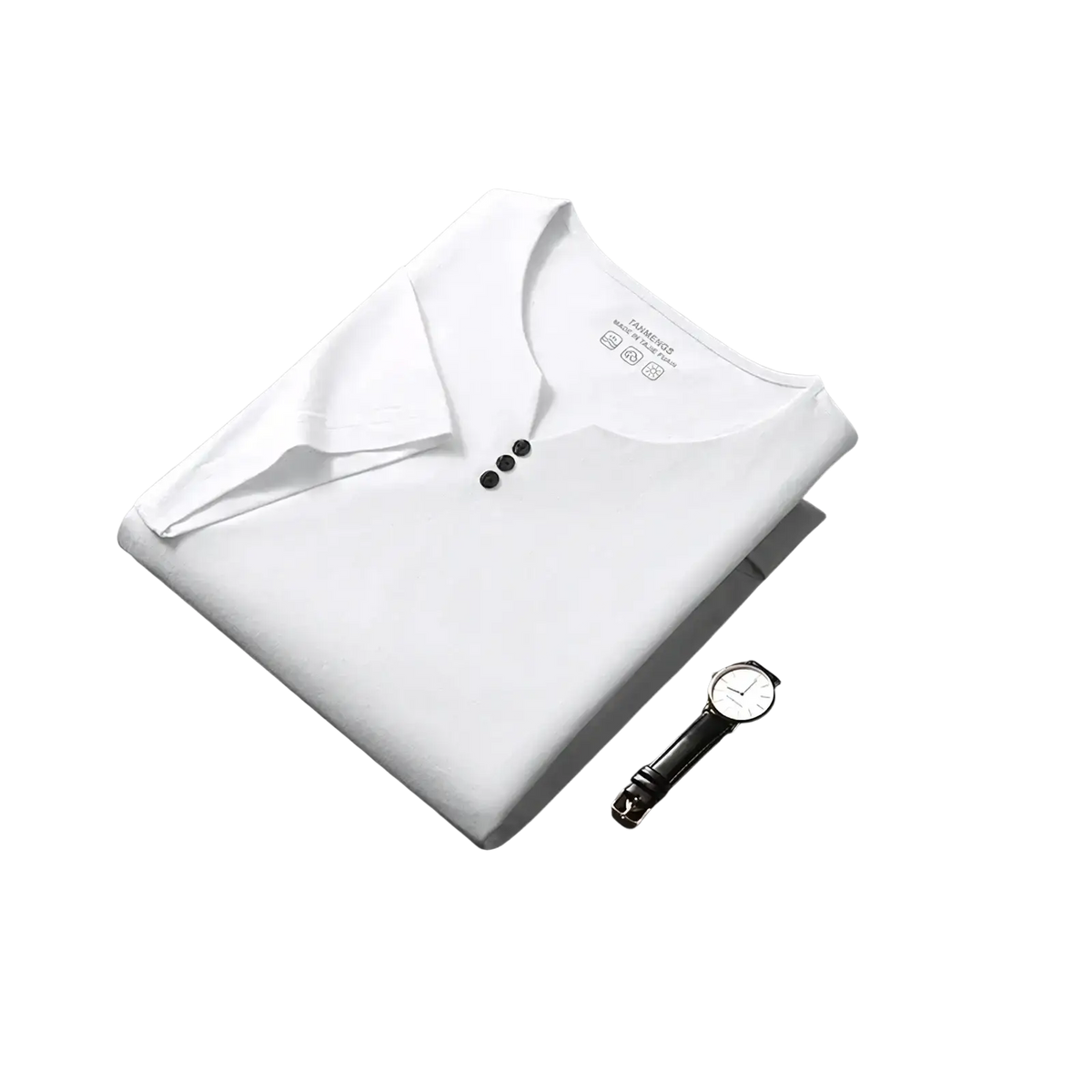 White cotton short sleeve henley shirt with black button accents textured casual sleeve henley shirt for men