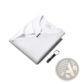 White men short sleeve henley shirt with black buttons and subtle collar neatly folded on dark surface for casual wear