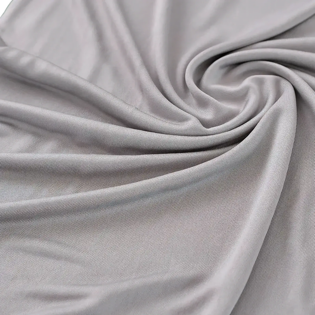 Men silk blend tank top in soft light gray stretchy knit fabric with smooth texture and subtle ribbed pattern