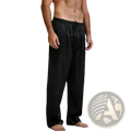 Men silk satin pajama pants loose sleep bottoms in black with elastic waistband and drawstring detail