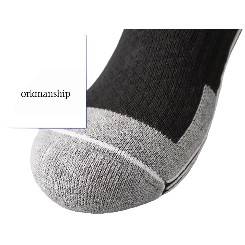 Men ski socks thermal compression knee high in gray and black featuring excellent warmth with reinforced toe and heel