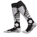 Men ski socks thermal compression knee high featuring excellent warmth in black and gray with geometric pattern