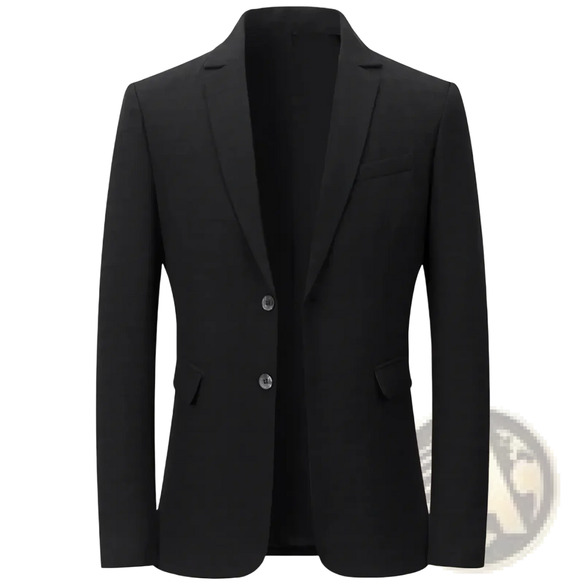 Men slim business blazer in black with sleek tailored fit and two front buttons non iron suit jacket
