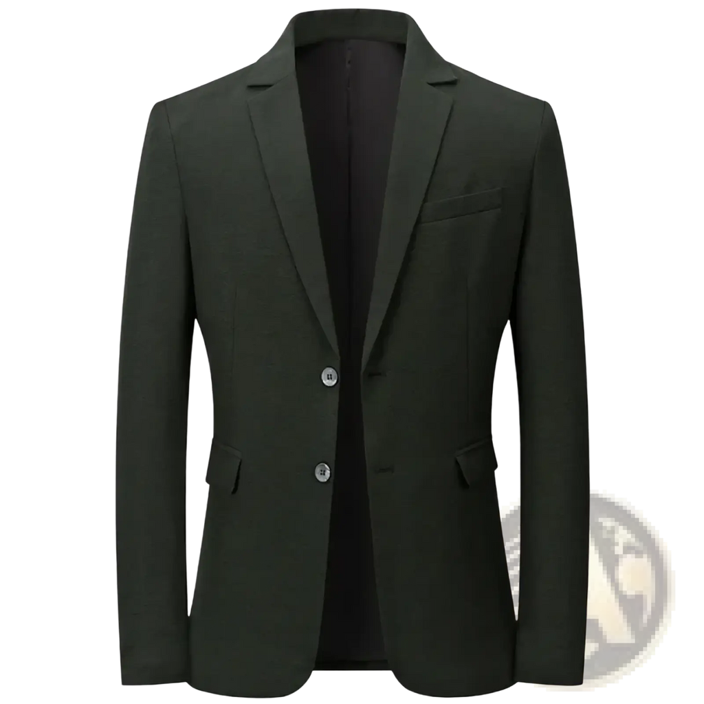 Dark green btsukimi men slim business blazer with sleek tailored fit two front buttons solid non iron fabric