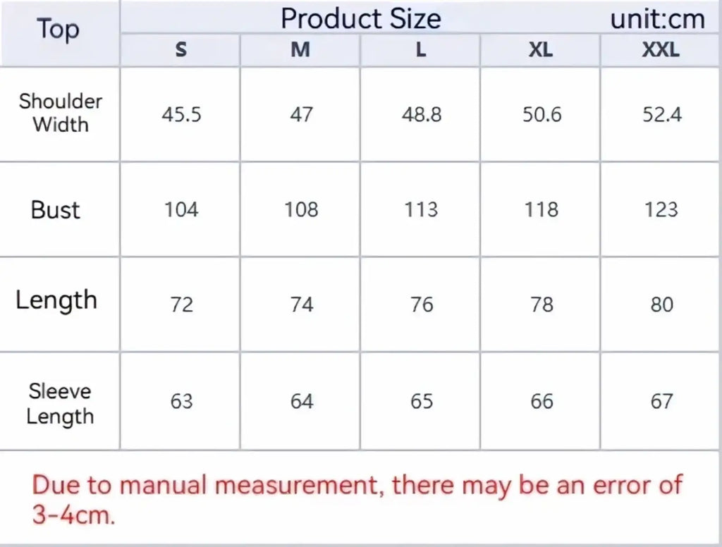 Size chart displaying measurements in centimeters for men slim fit casual blazer jacket sizes s to xxl