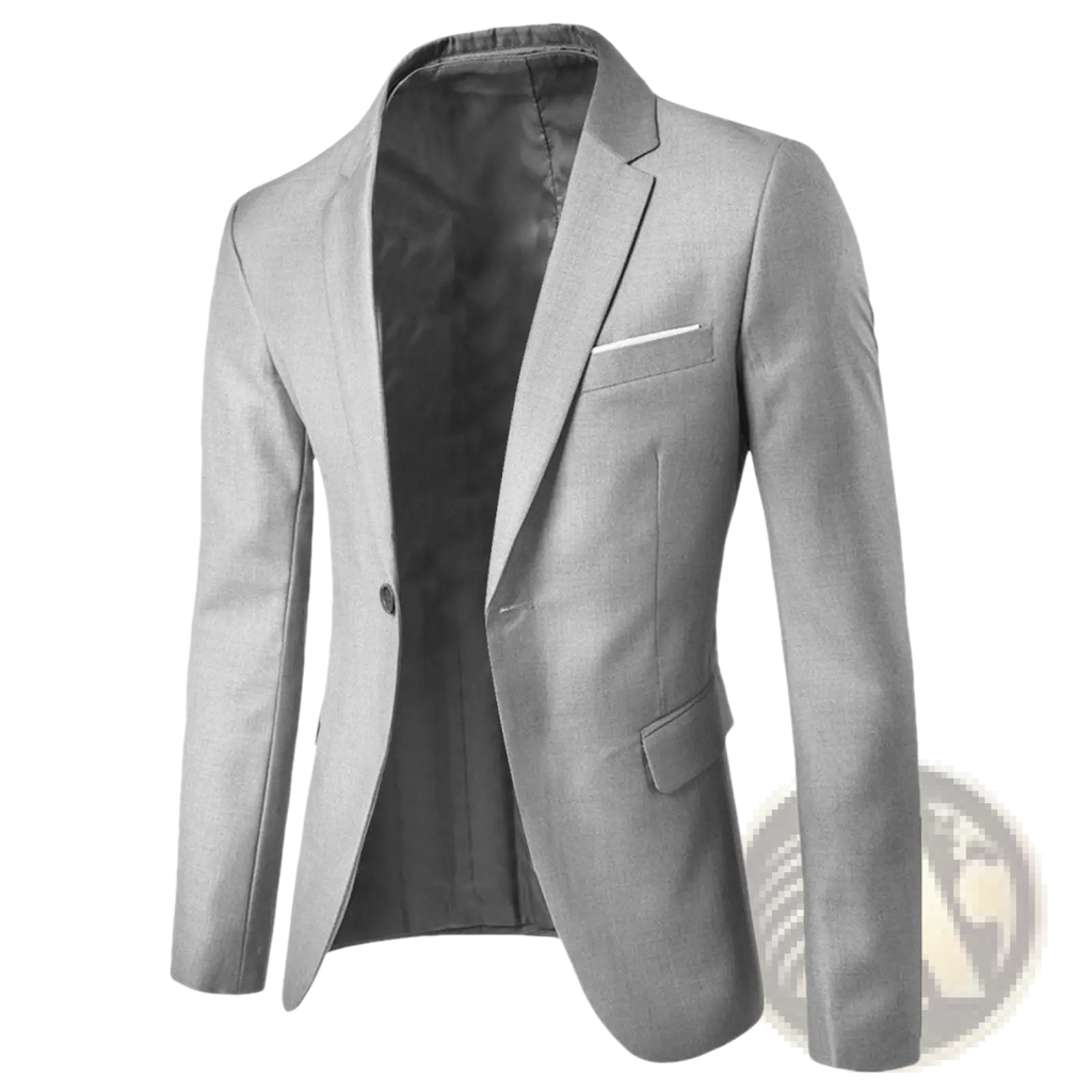 Men slim fit casual blazer in light gray with modern cut and subtle texture for a stylish solid color suit jacket