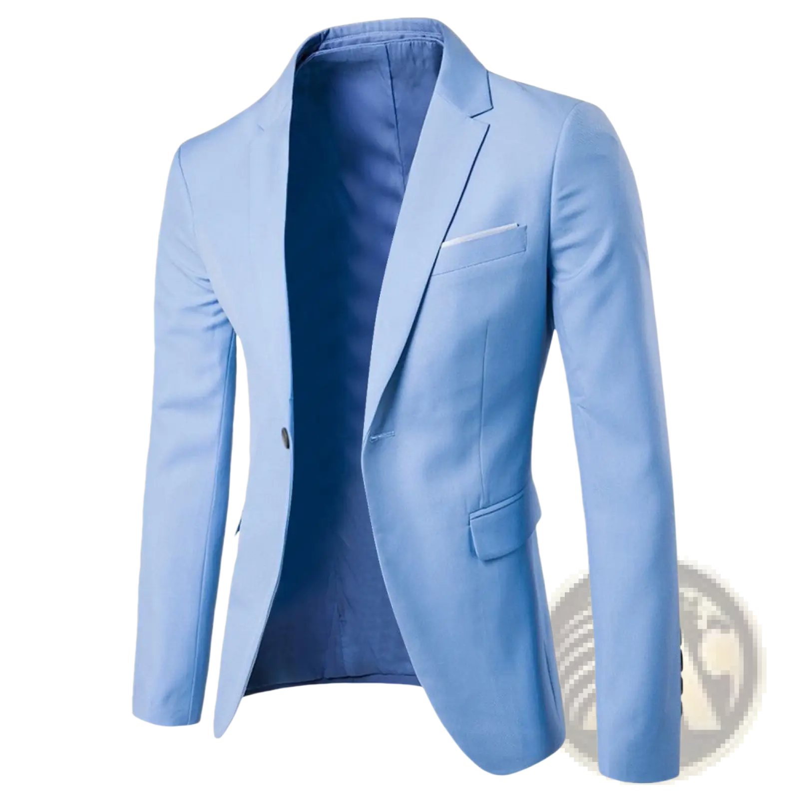 Light blue men slim fit casual blazer with sleek tailored fit and matching inner lining for suit jacket use