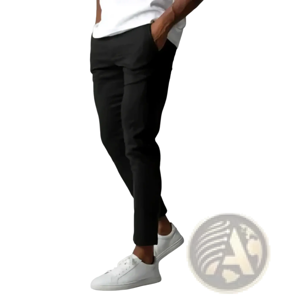 Men slim fit casual chino trousers in black with a clean modern cut made from durable cotton blend fabric