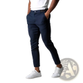 Navy blue slim fit casual chino trousers made of soft cotton blend ideal for men’s everyday wear