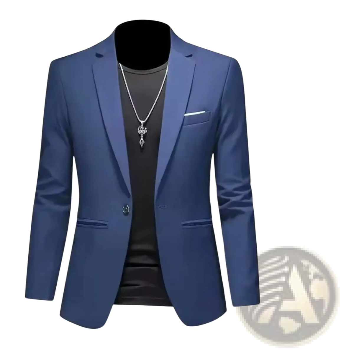 Men slim fit casual suit jacket in blue with a sleek tailored fit and subtle textured fabric
