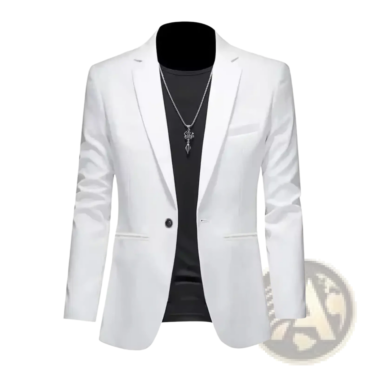 Men slim fit casual suit jacket white blazer with sleek tailored fit and single-breasted design