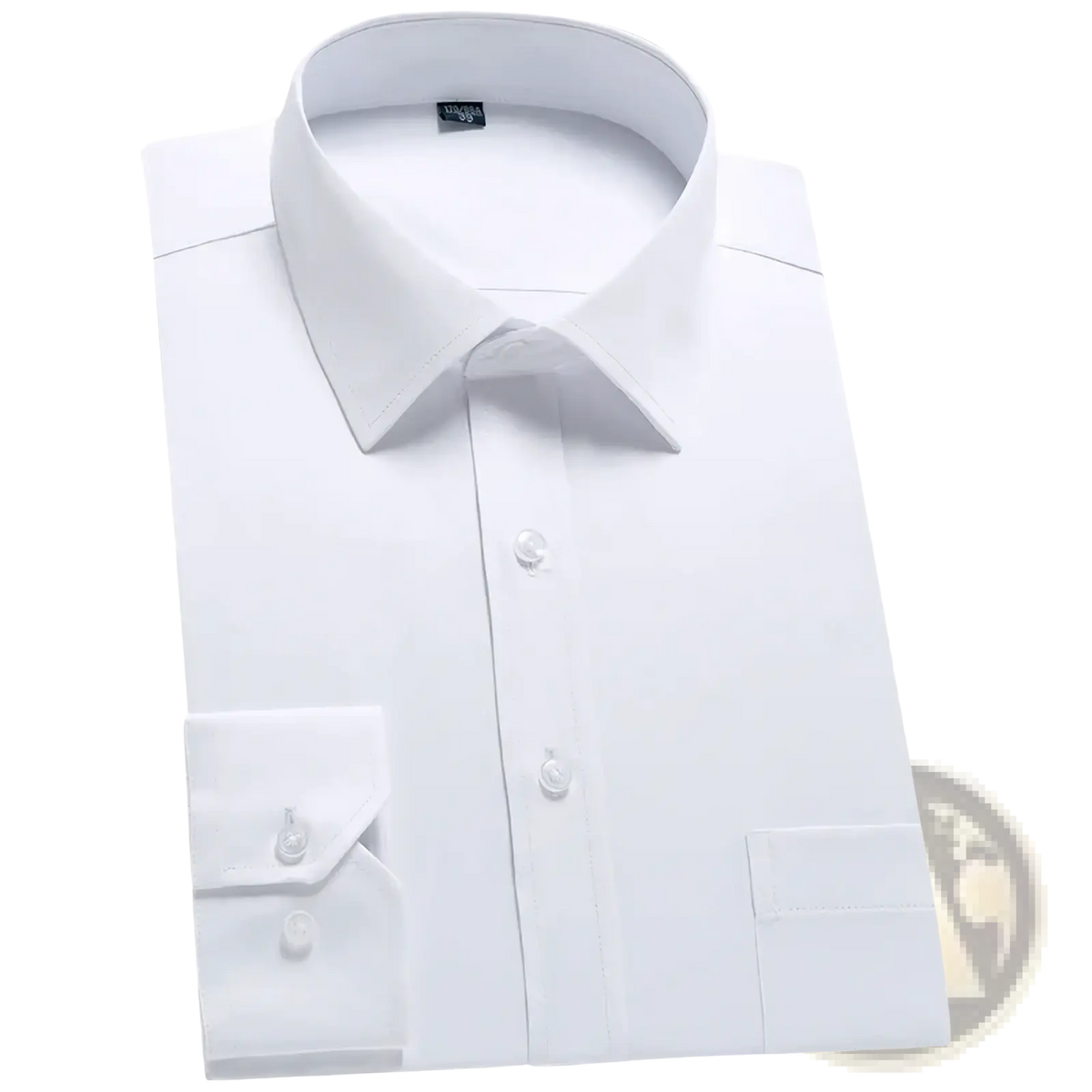Men slim fit dress shirt long sleeve white crisp cotton with classic collar and buttoned cuffs for business casual wear