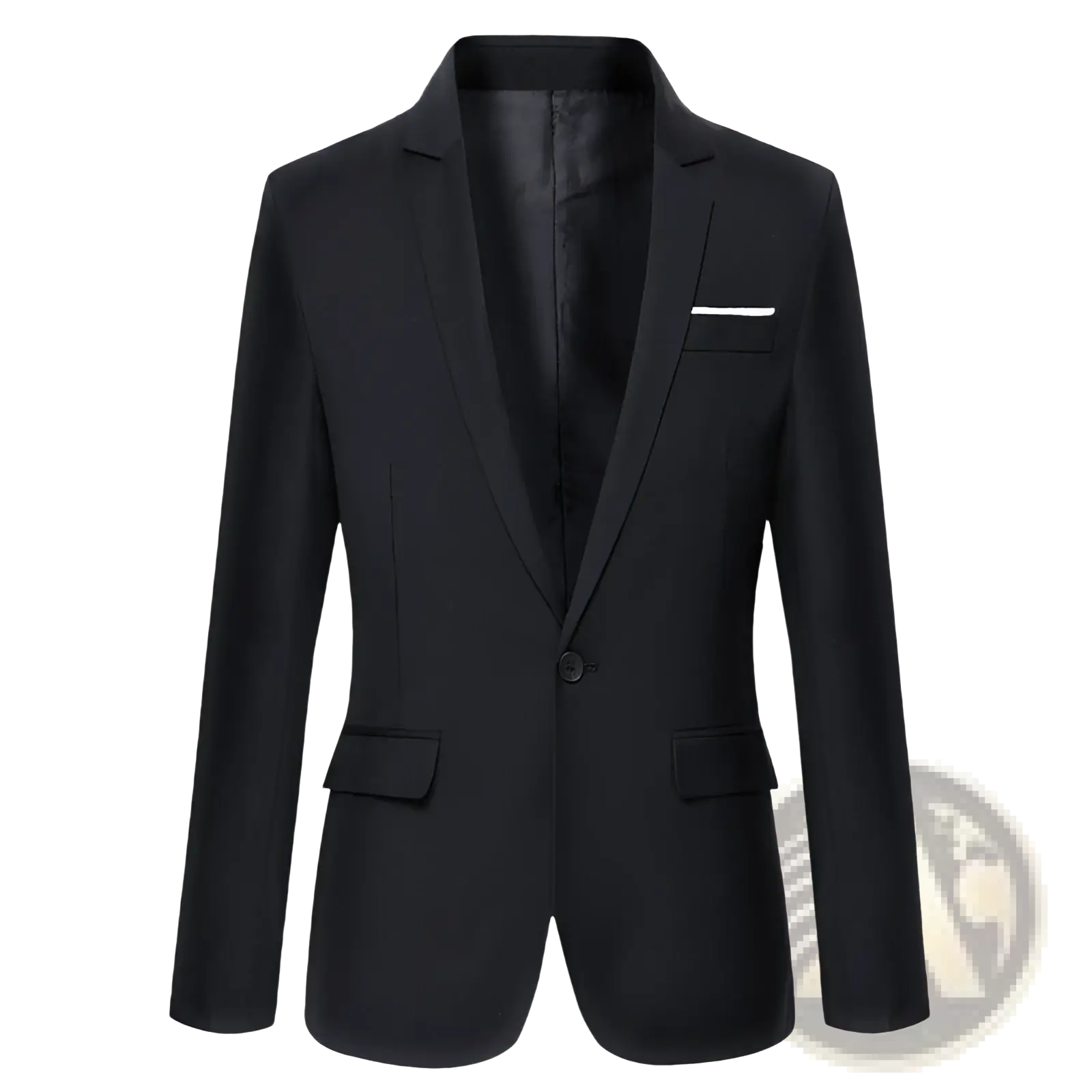 Men slim fit fuchsia casual blazer with single-breasted design notched lapel one button closure and white pocket square