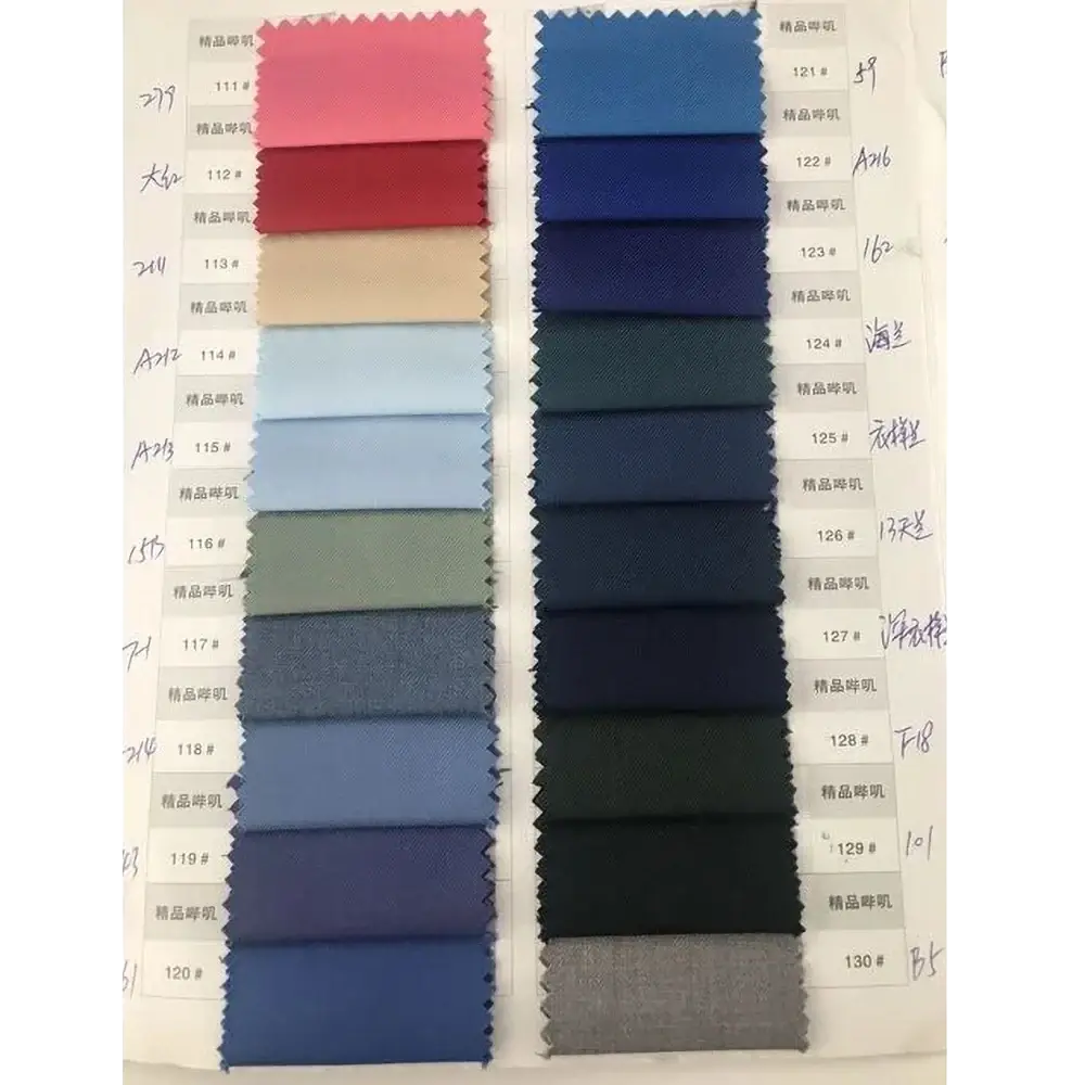 A collection of fabric swatches in various colors and textures for a men slim fit gray business suit set