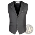 Men slim fit suit vest in sleek dark gray with notched lapel and five matching buttons for formal business wear