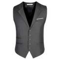 Men slim fit suit vest formal business waistcoat in sleek dark gray with notched lapel and five matching buttons