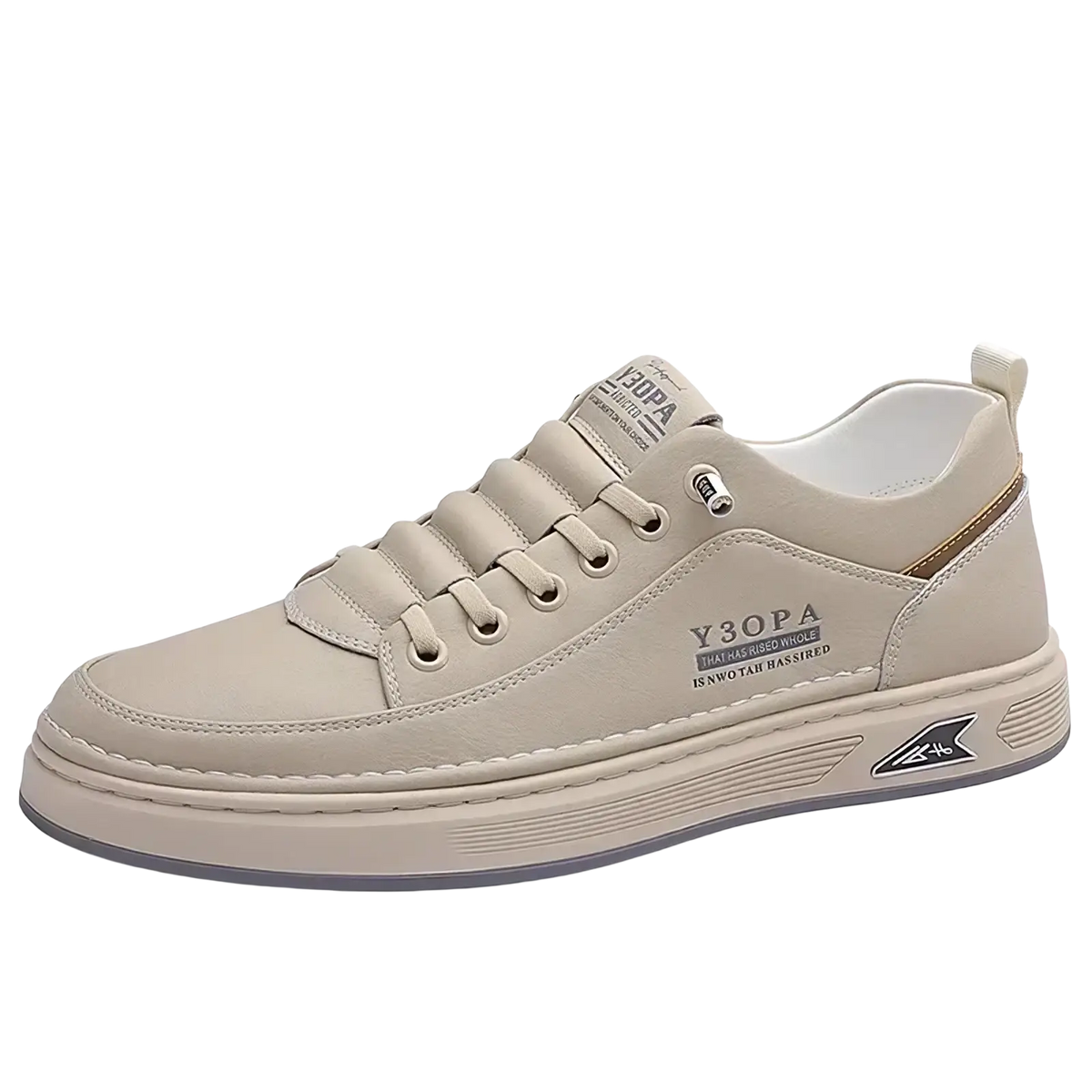 Men slip on casual sneakers beige with textured upper stitched detailing and chunky rubber sole by y3opa