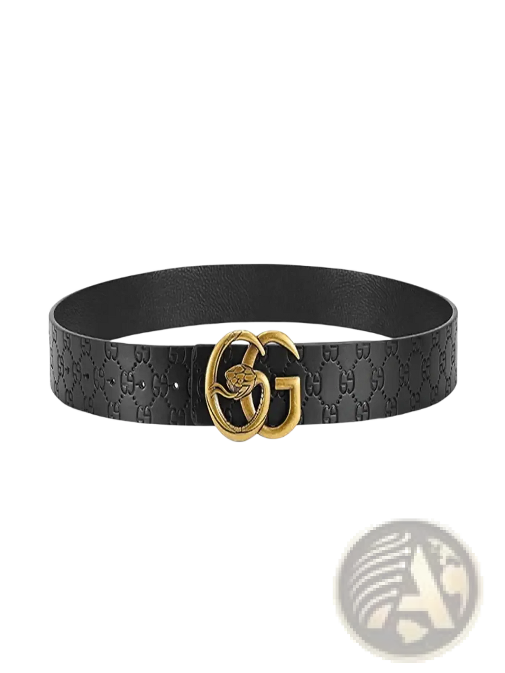Men snake buckle leather belt in black with gold-tone interlocking gg buckle featuring a snake head design