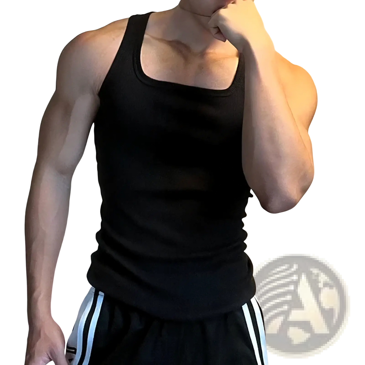 Black incerun men solid color casual tank top with square neckline and ribbed texture in sizes s to 5xl