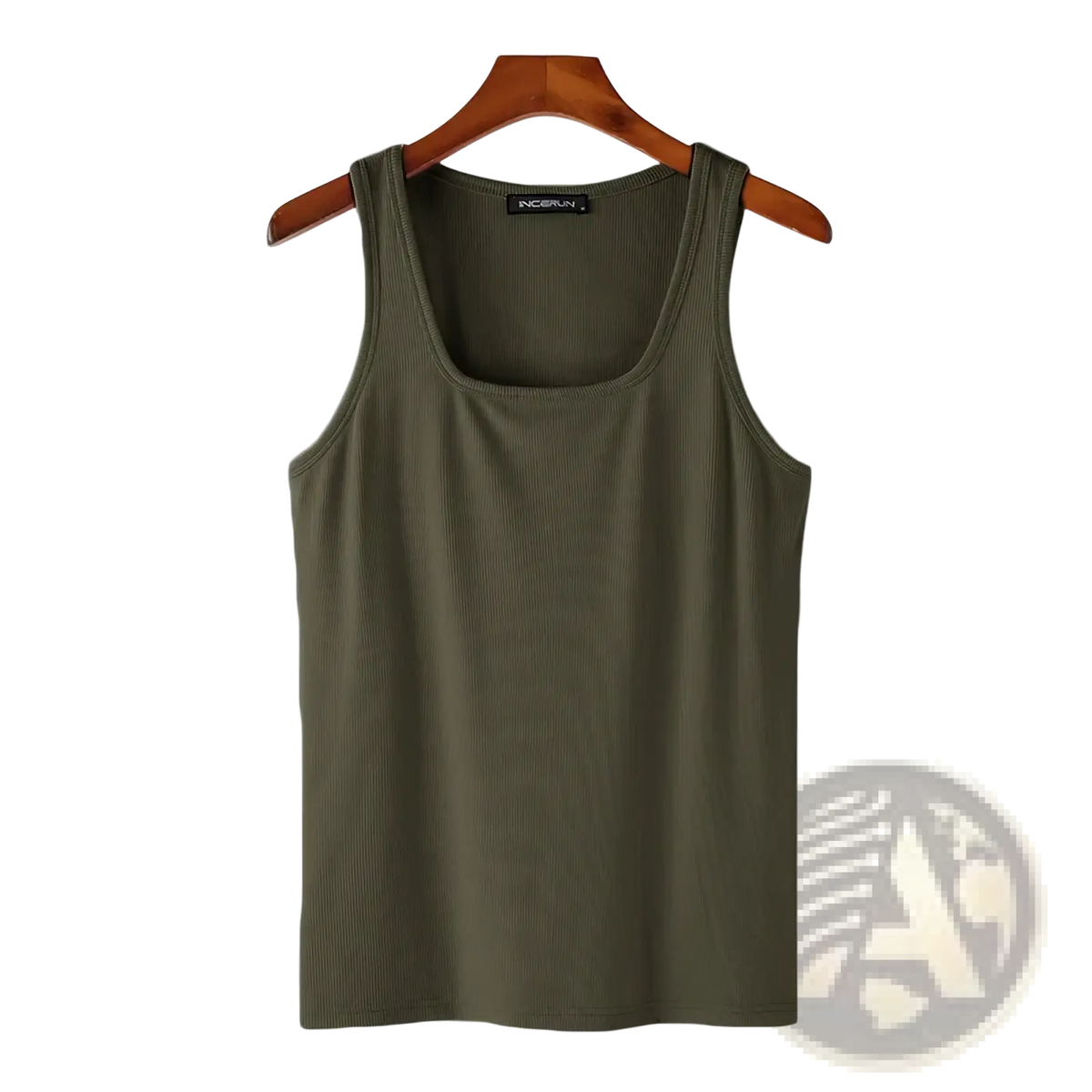 Olive green ribbed cotton tank top by Incerun for men casual wear available in sizes S to 5XL