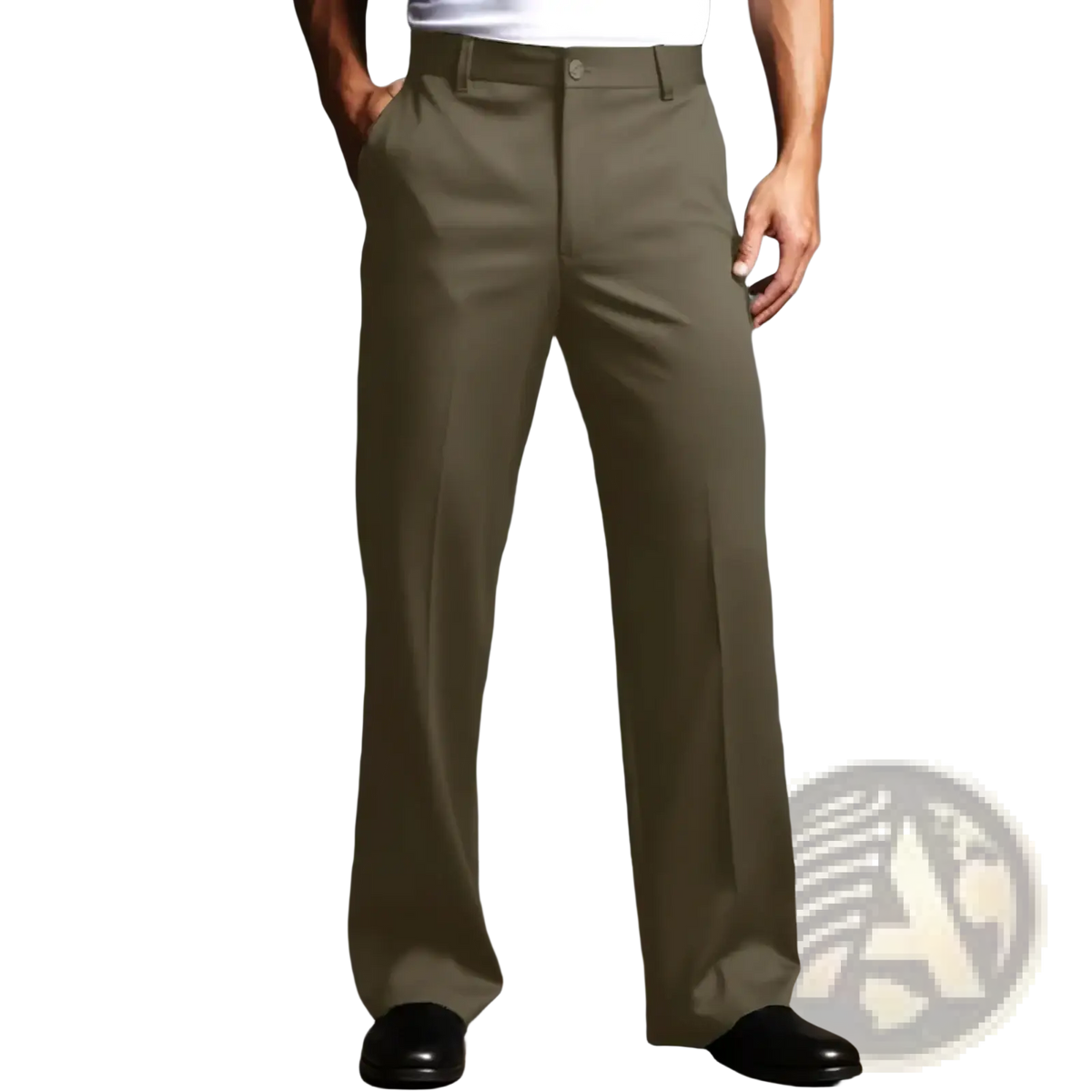 Men straight leg suit pants formal trousers in khaki with tailored fit button closure and classic straight-leg cut