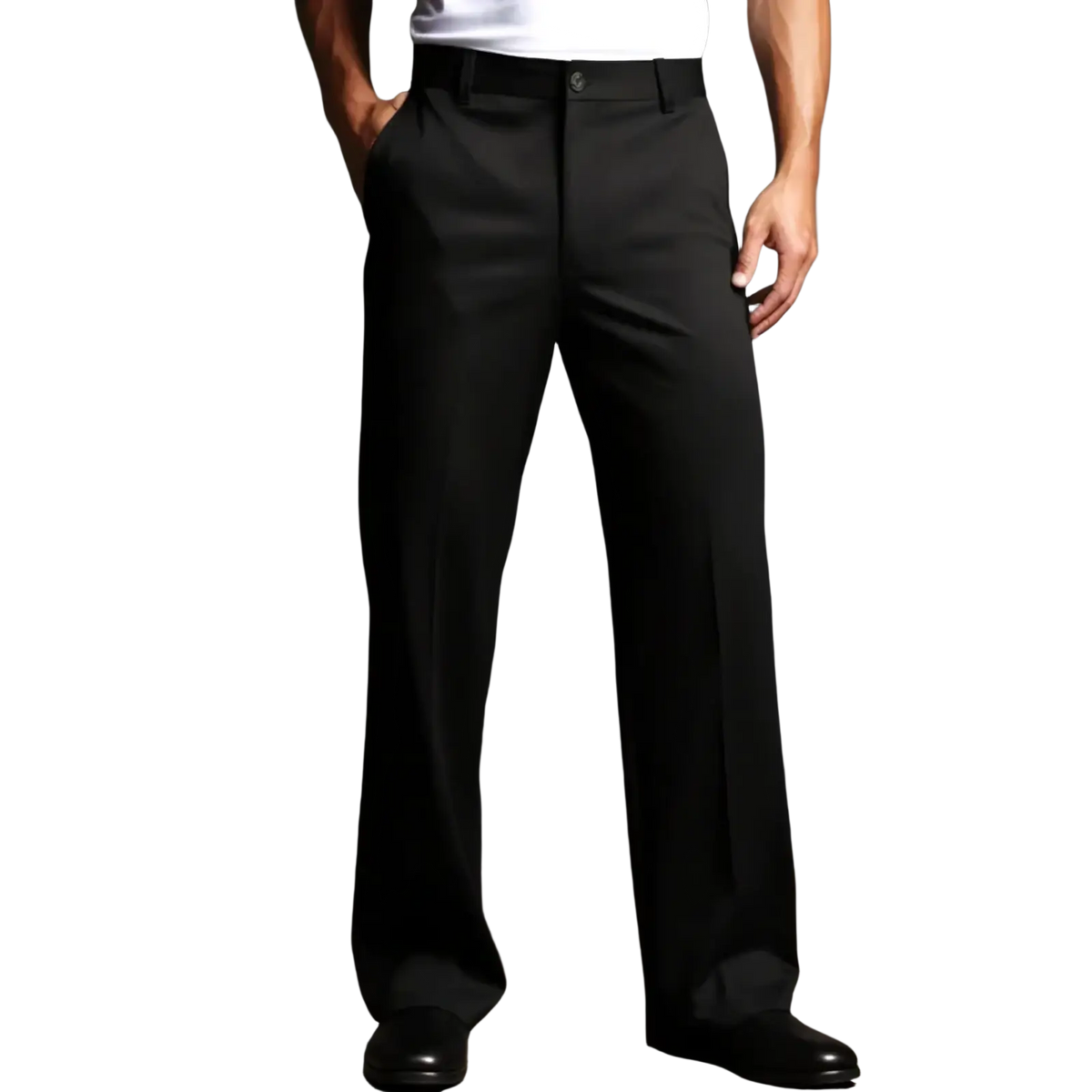 Men straight leg suit pants formal trousers in black with a sleek straight-leg cut and subtle creasing for formal wear