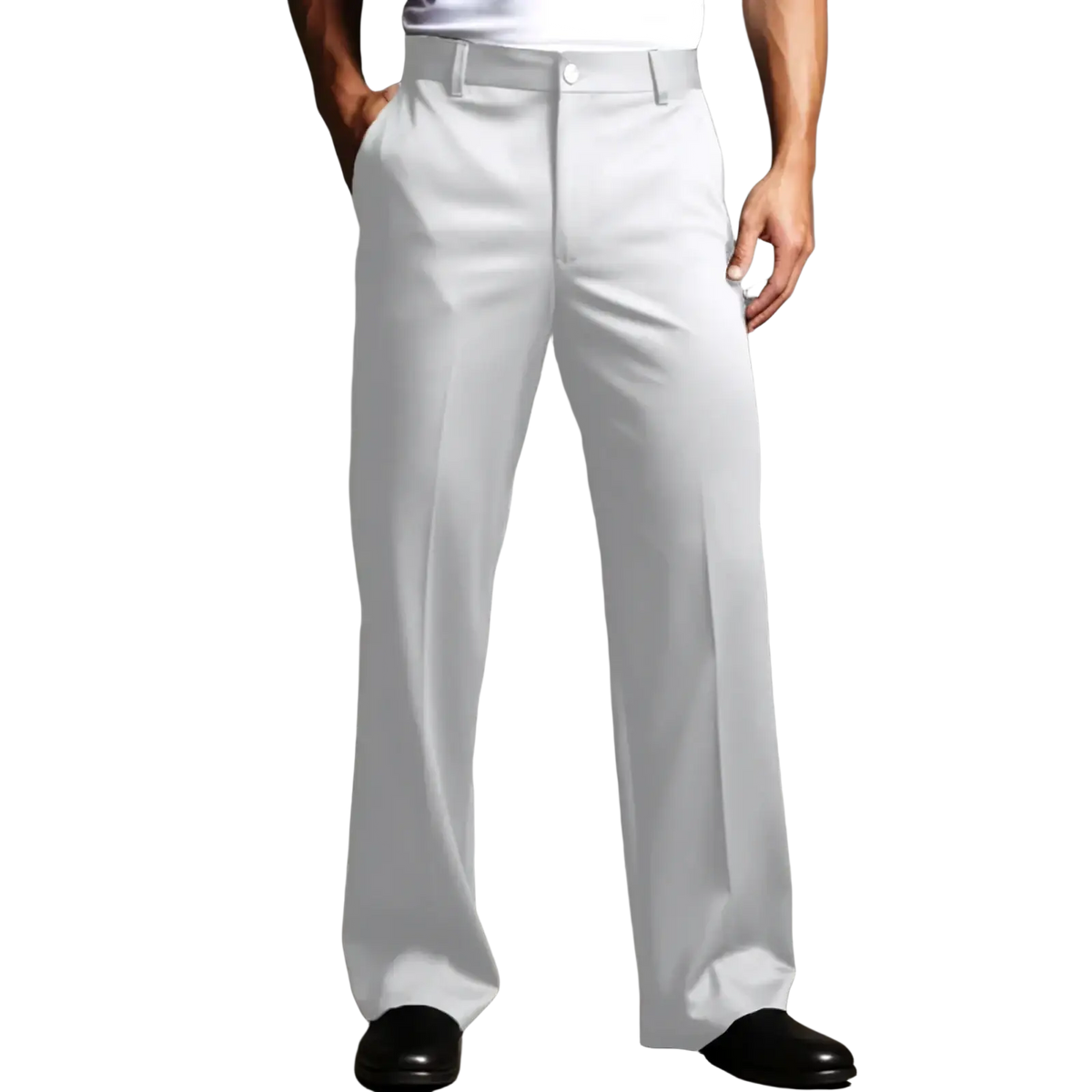 Men straight leg formal trousers in white with a clean cut and subtle creases for a polished look