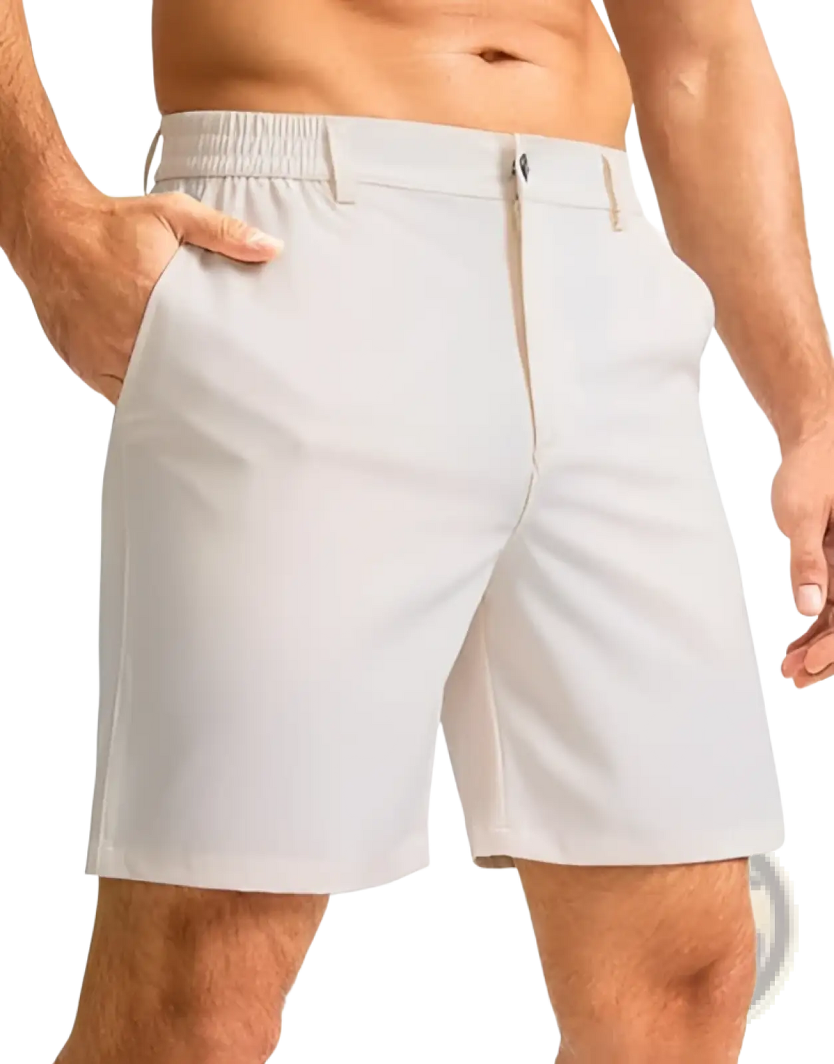 Men stretch casual shorts in dark green with a slim fit and elastic waistband for comfortable everyday wear