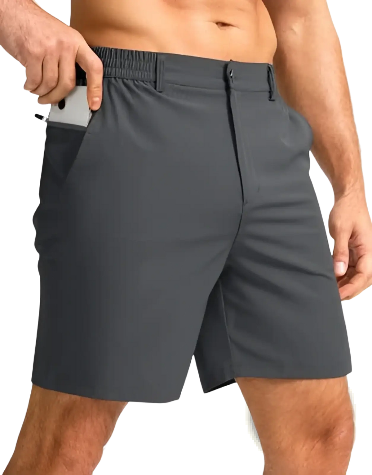 Men stretch casual shorts slim fit in dark gray with a sleek design and subtle elastic waistband for comfort