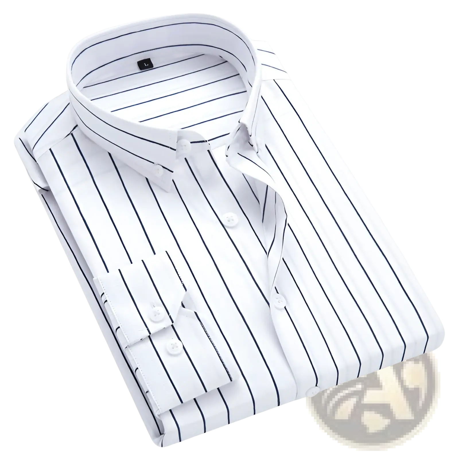 Men striped slim fit long sleeve casual shirt white with thin black vertical stripes and classic collar