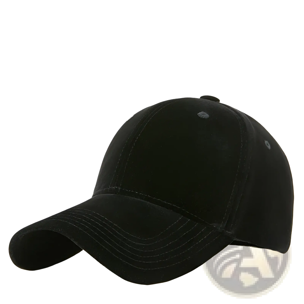 Black men suede baseball cap with curved brim and subtle stitching details for thickened winter hat use